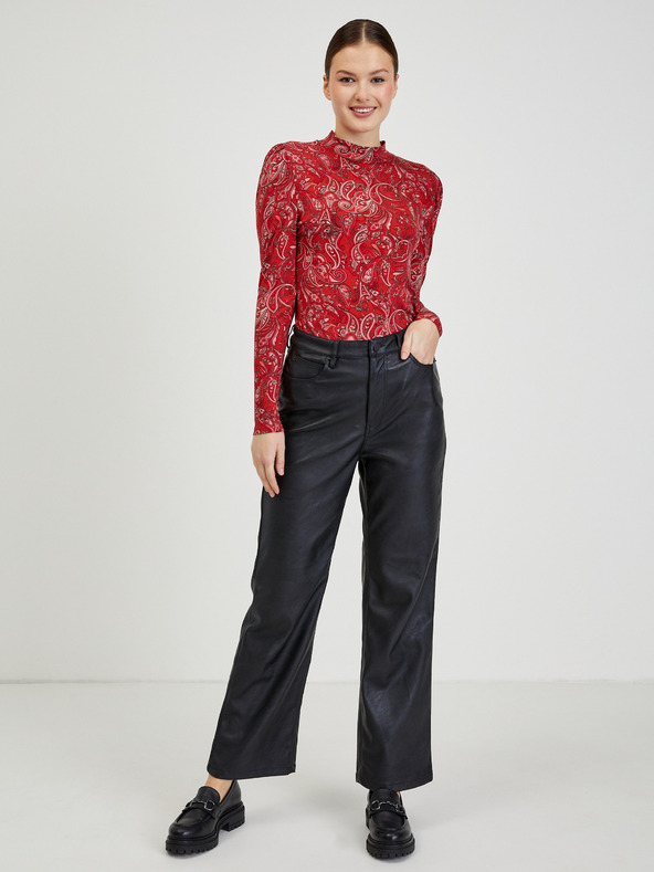 Orsay Červené dámske vzorované tričko s dlhým rukávom ORSAY Paisy