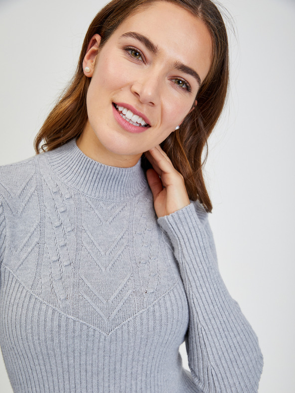 Orsay Svetlosivý dámsky rebrovaný sveter ORSAY