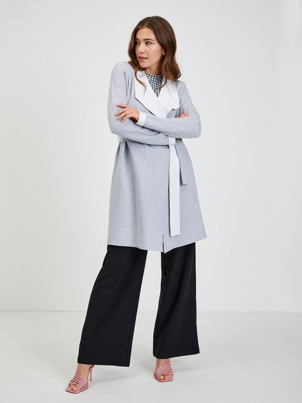 Orsay Svetlosivý dámsky kardigán so zaväzovaním ORSAY