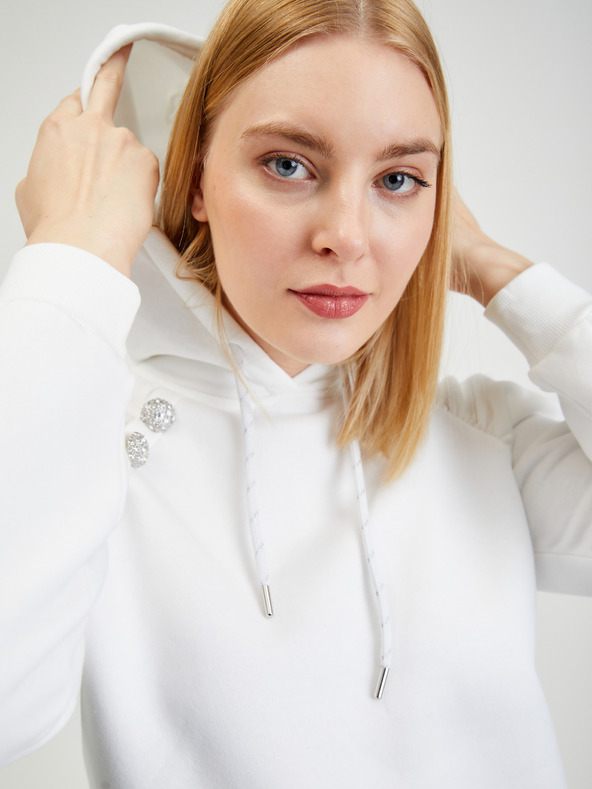 Orsay Biela dámska mikina s kapucňou ORSAY