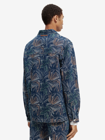 Scotch & Soda Tmavomodrá pánska vzorovaná džínsová bunda Scotch & Soda