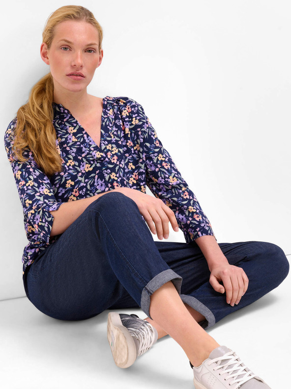 Orsay Fialová a modrá kvetinová blúzka s trojštvrťovými rukávmi ORSAY