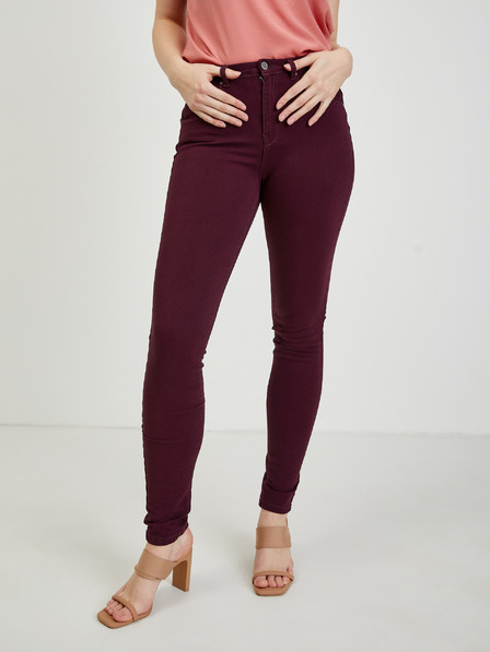 CAMAIEU Vínové dámske nohavice slim fit CAMAIEU