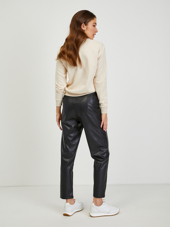 Orsay Čierne dámske kožené nohavice ORSAY