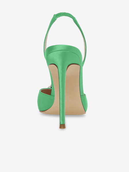 Steve Madden Zelené saténové lodičky na vysokom podpätku Steve Madden Vionnet