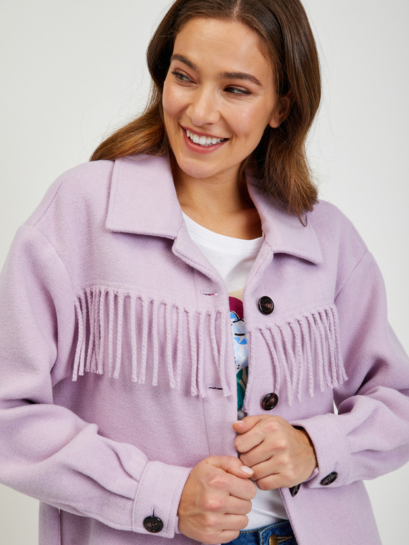 Orsay Svetlofialové košeľové sako s lemom ORSAY