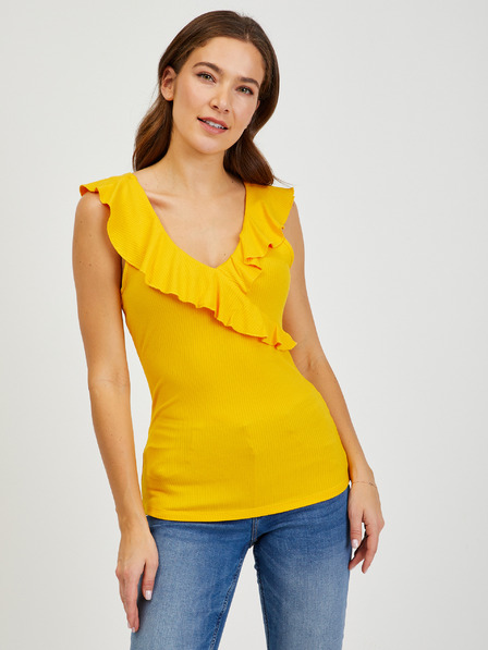 Orsay Žlté dámske tričko ORSAY s volánmi