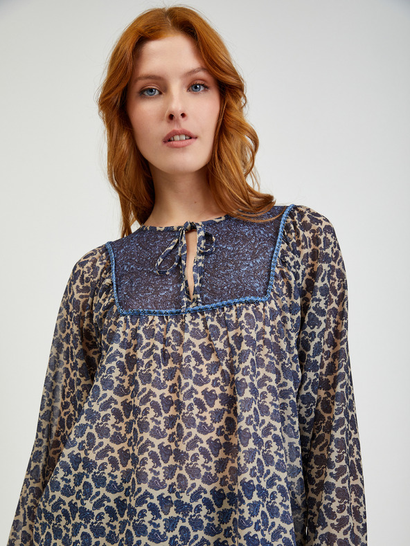 Orsay Tmavomodrá dámska vzorovaná blúzka ORSAY