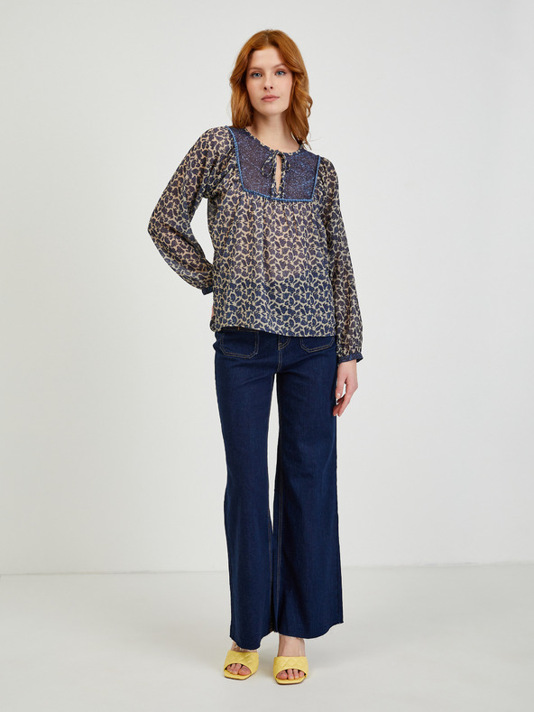 Orsay Tmavomodrá dámska vzorovaná blúzka ORSAY