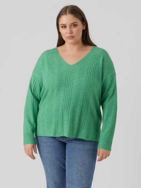 Vero Moda Curve Zelený dámsky sveter VERO MODA CURVE Minnie