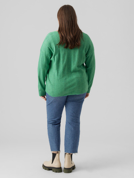 Vero Moda Curve Zelený dámsky sveter VERO MODA CURVE Minnie