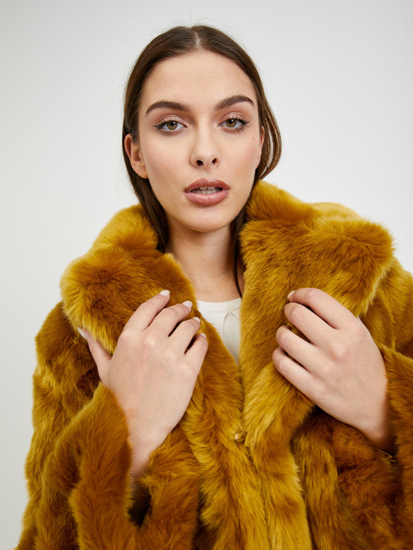 Orsay Horčicový dámsky kožuch ORSAY