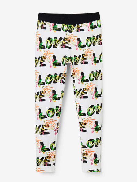 Desigual Biele dievčenské vzorované legíny Desigual Garden