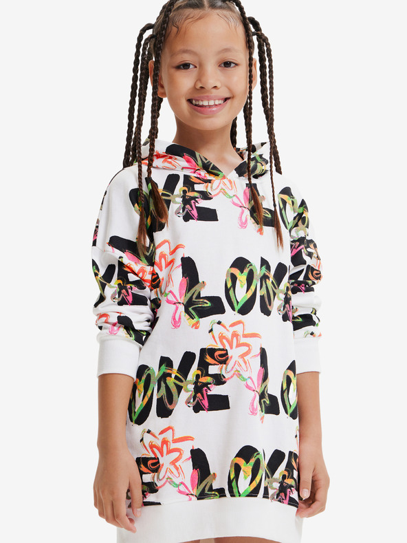 Desigual Desigual Flavia biela vzorovaná dievčenská mikina
