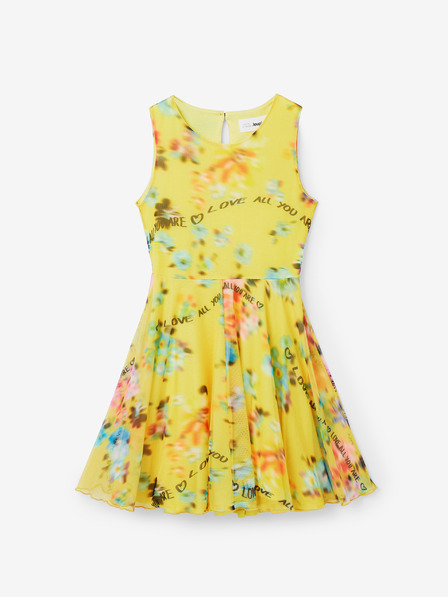 Desigual Desigual Gardenia Yellow Dievčenské kvetinové šaty