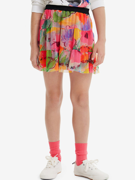 Desigual Desigual Flowers Ružová dievčenská kvetinová sukňa