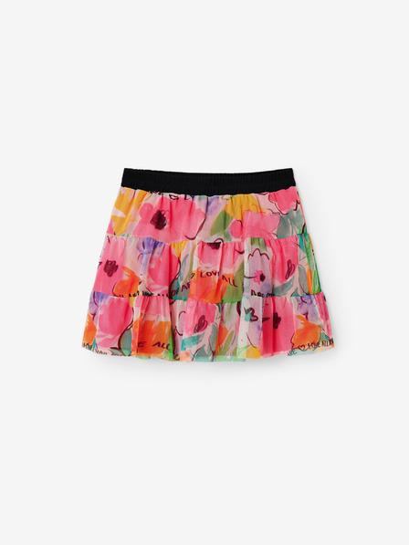 Desigual Desigual Flowers Ružová dievčenská kvetinová sukňa