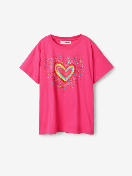 Desigual Desigual Srdce Tmavoružové dievčenské tričko