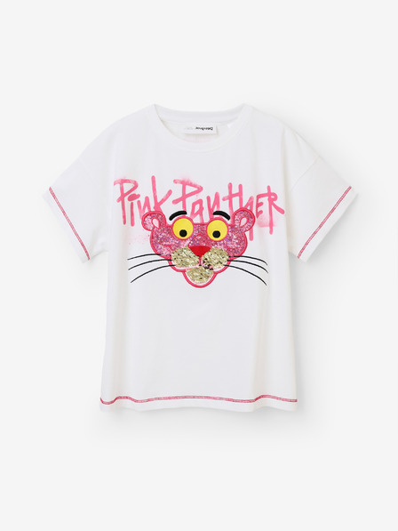Desigual Biele dievčenské tričko Desigual Pink Panther
