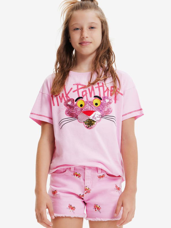 Desigual Ružové dievčenské tričko Desigual Pink Panther