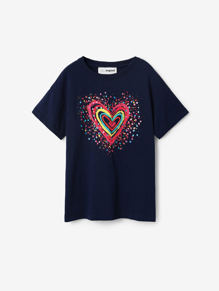 Desigual Tmavomodré dievčenské tričko Desigual Heart