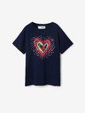 Desigual Tmavomodré dievčenské tričko Desigual Heart