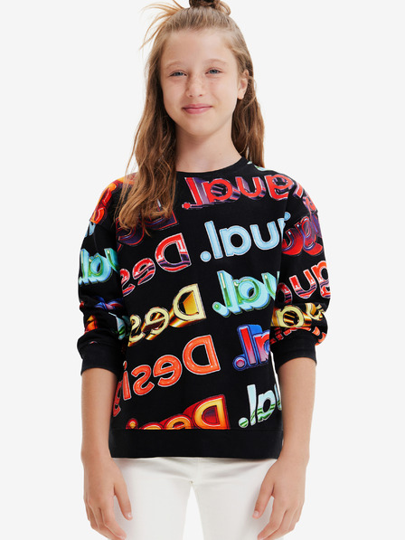 Desigual Čierna mikina Desigual Xocolat Kids Patterned Sweatshirt