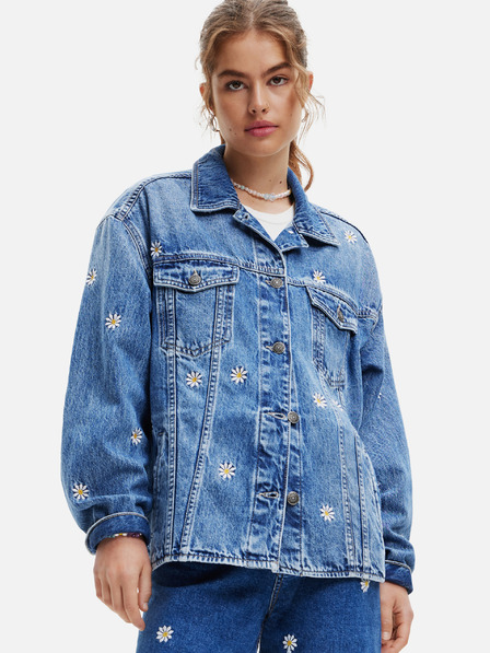 Desigual Modrá dámska vzorovaná džínsová bunda Desigual Aramis