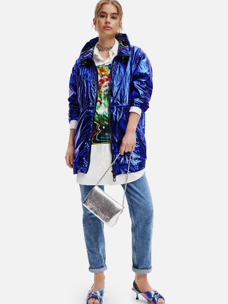 Desigual Modrá dámska metalická bunda Desigual Ontario