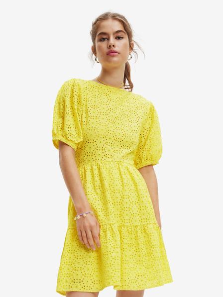 Desigual Žlté dámske vzorované šaty Desigual Limon