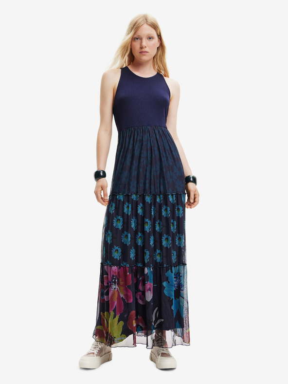 Desigual Desigual Dudas Tmavomodré dámske maxi šaty
