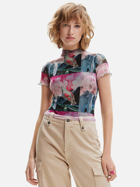 Desigual Dámske vzorované body Desigual Colibrí zelená a ružová