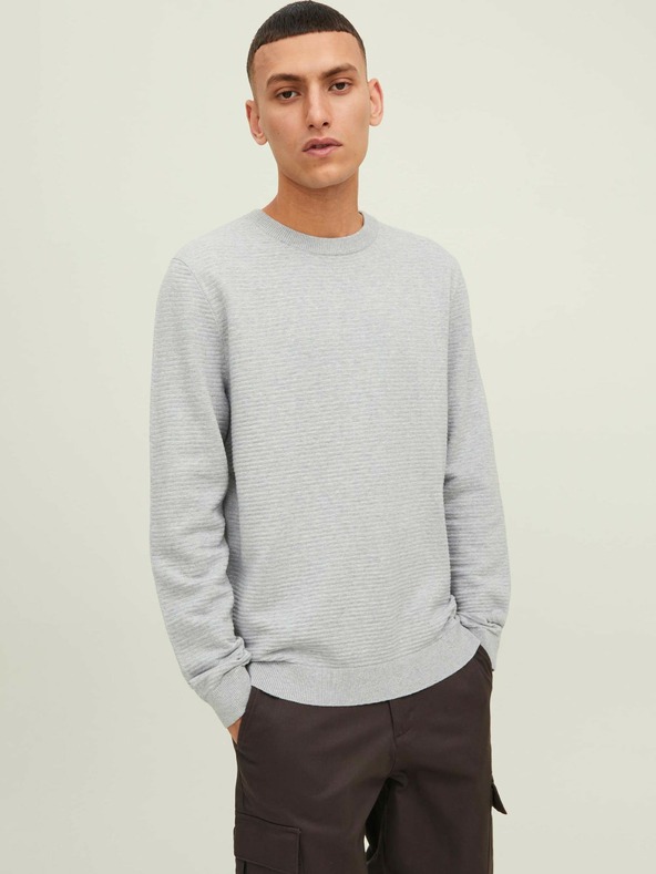 Jack & Jones Jack & Jones Otto svetlosivý rebrovaný základný sveter
