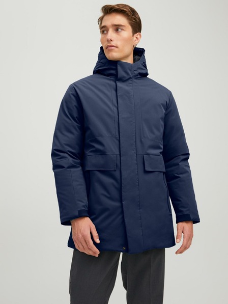 Jack & Jones Tmavomodrá bunda Jack & Jones Blatiger s kapucňou