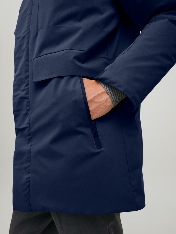 Jack & Jones Tmavomodrá bunda Jack & Jones Blatiger s kapucňou