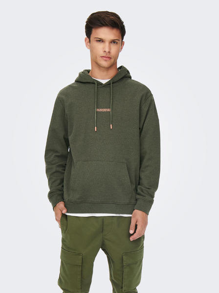 ONLY & SONS Khaki mikina s kapucňou ONLY & SONS Elon