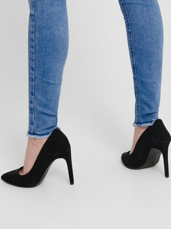 ONLY Modré úzke džínsy s roztřepenými lemami ONLY Blush