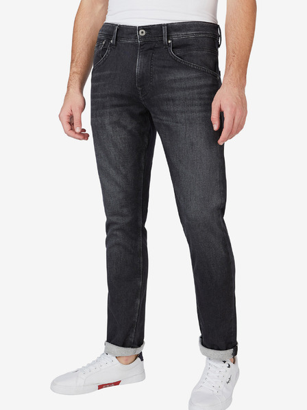 Pepe Jeans Čierne pánske džínsy rovného strihu Pepe Jeans Track
