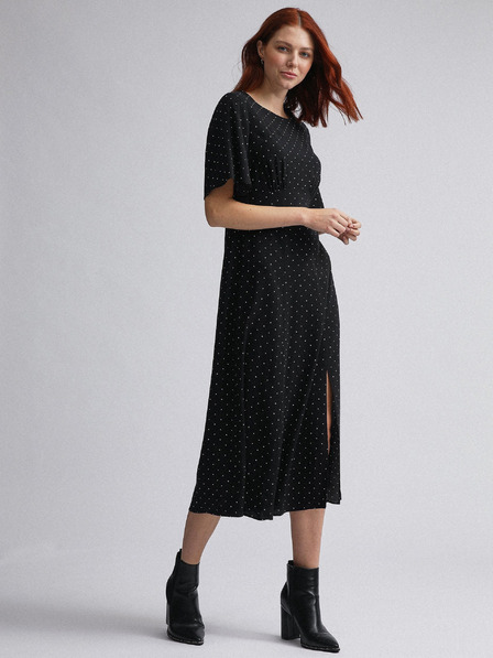 Dorothy Perkins Dorothy Perkins čierne bodkované midi šaty
