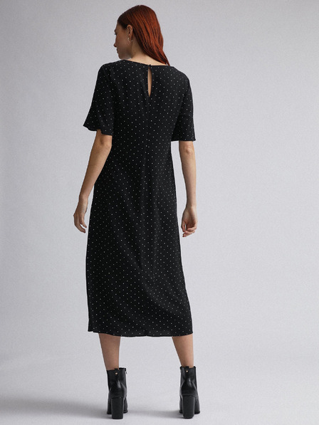 Dorothy Perkins Dorothy Perkins čierne bodkované midi šaty