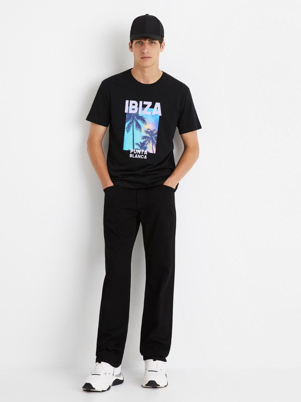 Celio Čierne pánske džínsy Celio regular fit