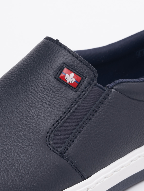 Rieker Tmavomodré pánske kožené slip on tenisky Rieker