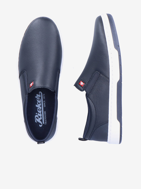 Rieker Tmavomodré pánske kožené slip on tenisky Rieker