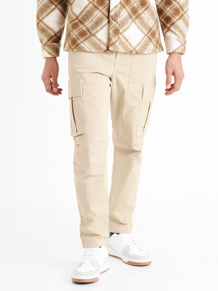 Celio Béžové pánske cargo nohavice Celio Dogo