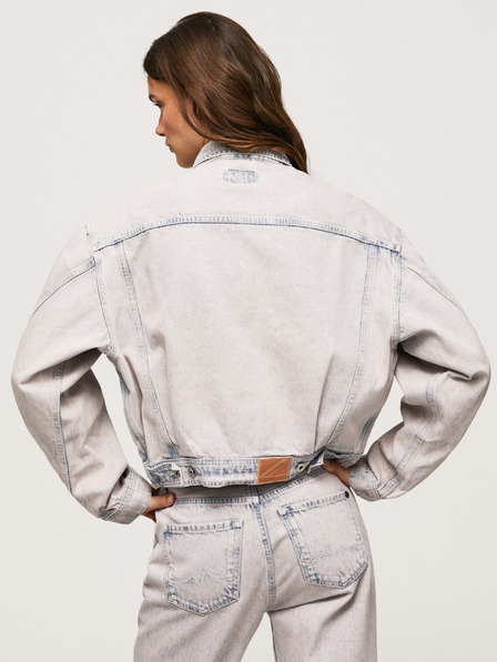 Pepe Jeans Modro-biela dámska džínsová bunda nadmernej veľkosti Pepe Jeans Turner Rose