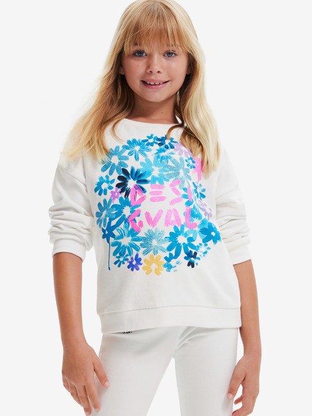 Desigual Biela dievčenská mikina Desigual Bloom