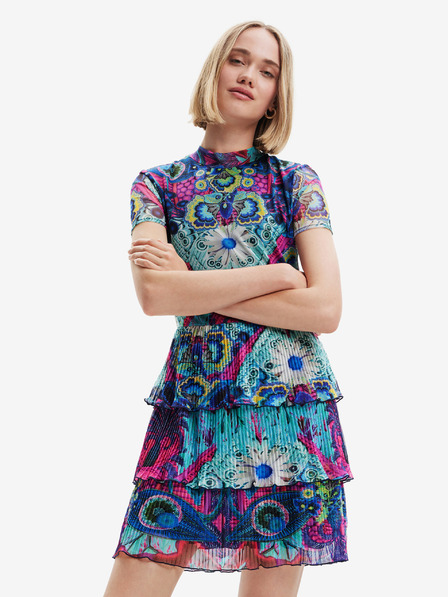 Desigual Modré dámske vzorované šaty Desigual Exeter-Lacroix