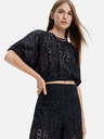 Desigual Čierny dámsky čipkovaný top Desigual Lucca