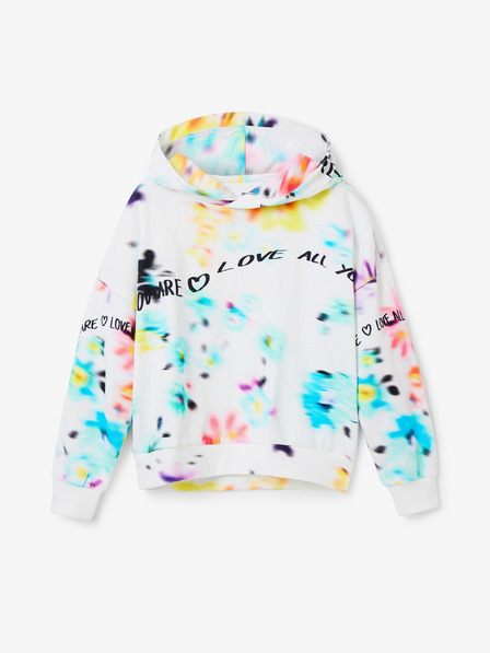 Desigual Desigual Flores biela dievčenská kvetinová mikina s kapucňou