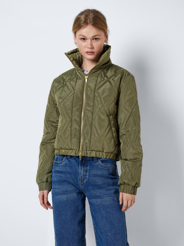 Noisy May Khaki dámsky prešívaný bomber s golierom Noisy May Ziggy